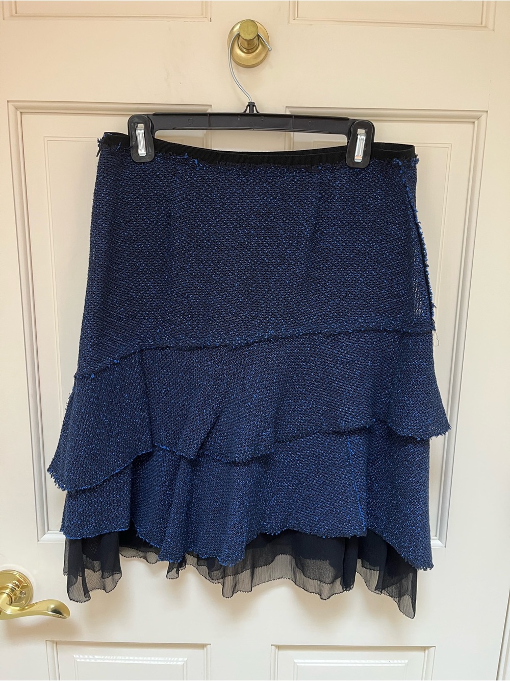 Elie Tahari Women's Navy Tiered Ruffle Skirt